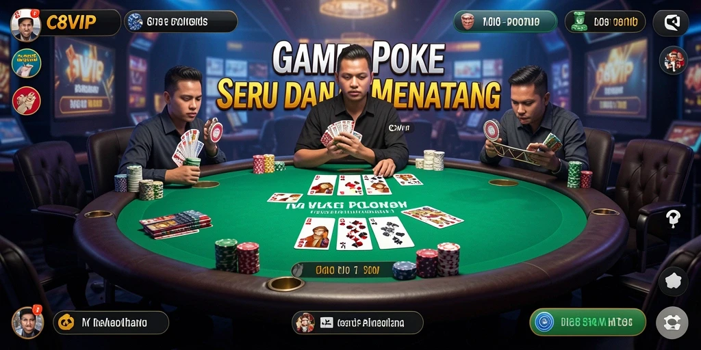 Tampilan gameplay Poker yang mendebarkan di C8VIP.