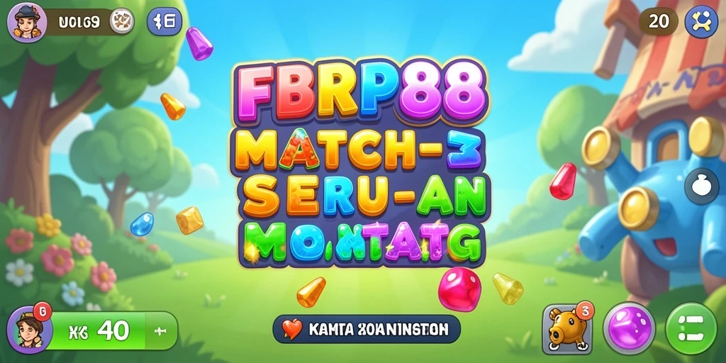 Screenshot menampilkan gameplay seru dari FBRP88 dengan kombinasi objek yang cerah.