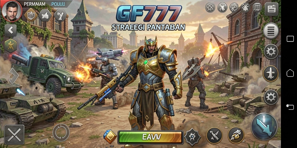 Tampilan gameplay GF777 dengan pertempuran strategi yang mendebarkan.