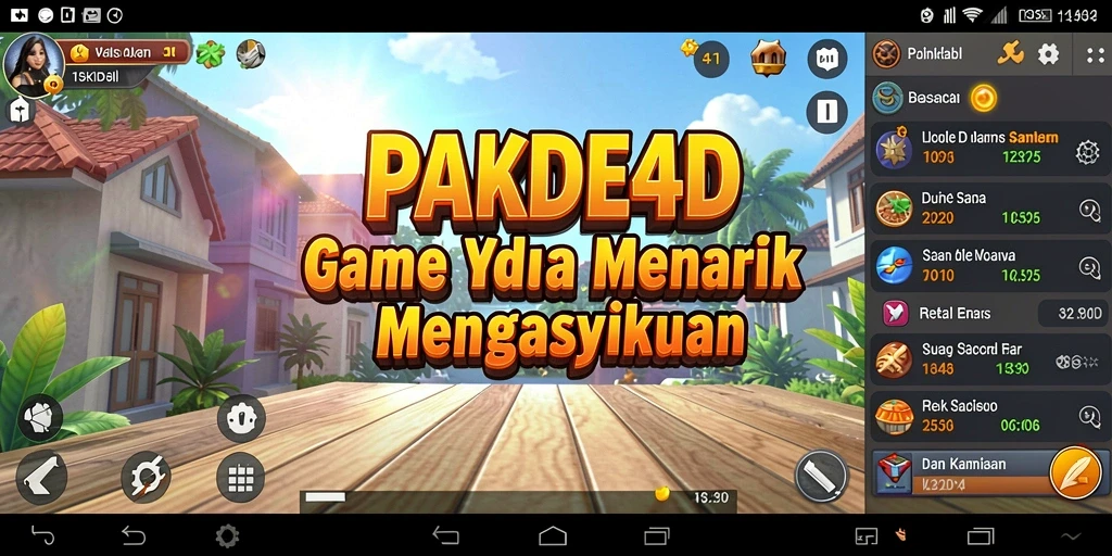Screenshot PAKDE4D menampilkan karakter yang sedang mengumpulkan sumber daya.
