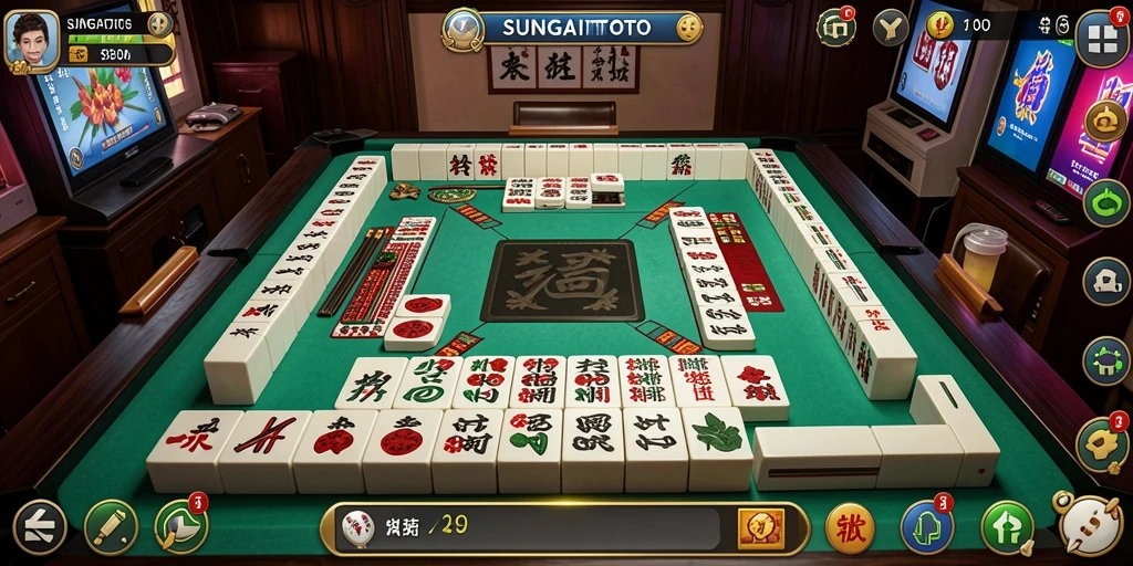 Tangkapan layar utama SUNGAITOTO menampilkan permainan Mahjong yang mendebarkan.